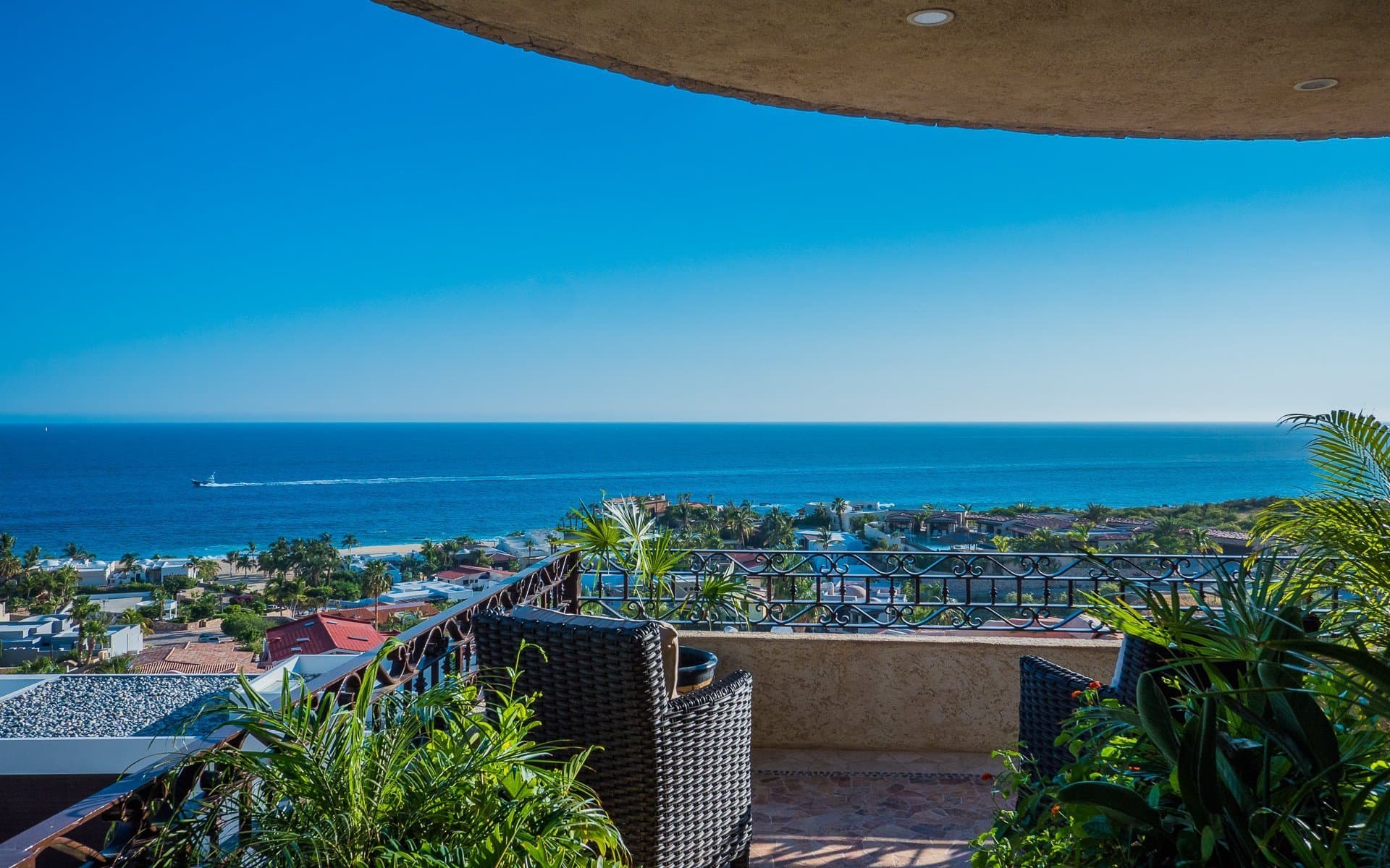 Villa Deseo terrace looking toward Pedregal beach and the Pacific, Cabo San Lucas